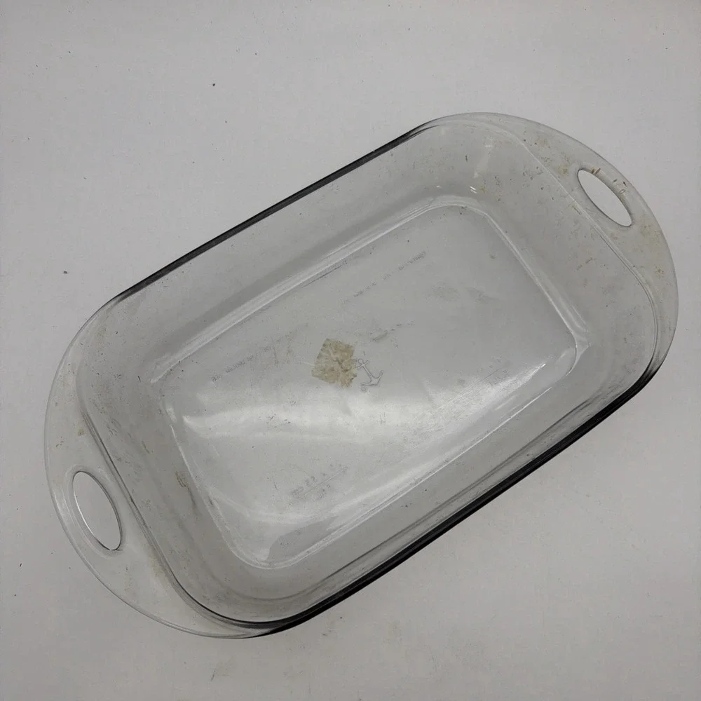Vintage Fire King Anchor Hocking Casserole Dish Bakeware 4L Clear Glass 10